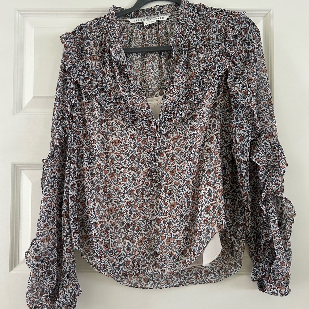 Veronica Beard Black and White Patterned Blouse